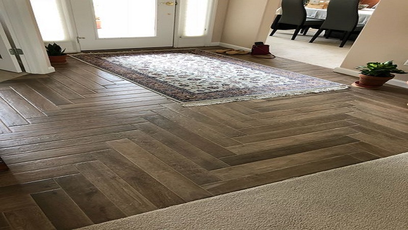  Herringbone Pattern connects Contrasting Spaces