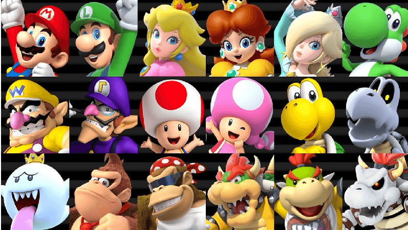 all the Characters in Mario Kart Wii